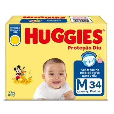 Imagem de Fralda Huggies Proteção Dia Tamanho M 34 Unidades Descartáveis