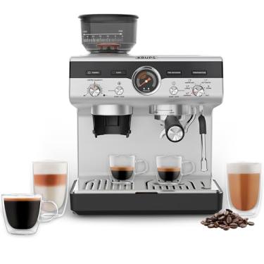 Imagem de KRUPS Máquina de café expresso de precisão com moedor, máquina de latte e cappuccino, bomba de pressão + espumador de leite, configurações de moagem ajustáveis para resultados de qualidade de barista