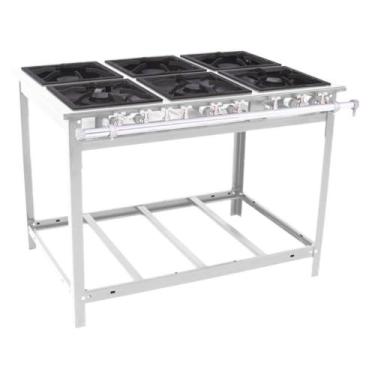 Imagem de Fogão Industrial Venâncio 6 Bocas 3 Duplas a Gás Baixa Pressão Inox EI