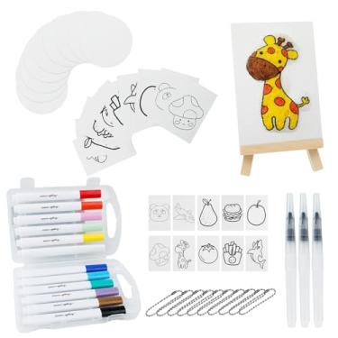 Imagem de Tinta mágica inchada, conjunto de pintura de textura 3D, incluindo 20 peças de papel de textura de espuma, marcadores de tinta acrílica com ponta de pincel de 12 cores, desenhos em relevo em papel