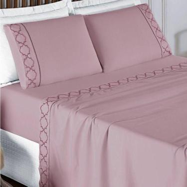 Imagem de Jogo De Lençol King Infinity Bordado Micropercal 300 Fios 4 Peças - Uv