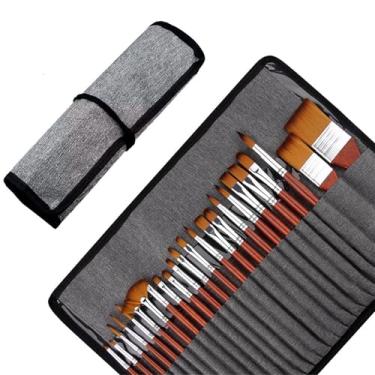 Imagem de Conjunto de pincéis artísticos com bolsa de lona, pincéis de acrílico de cerdas de nylon para modelagem, arte, acrílico, aquarela, pintura a óleo e guache, pintura rupestre, arte de unhas faciais