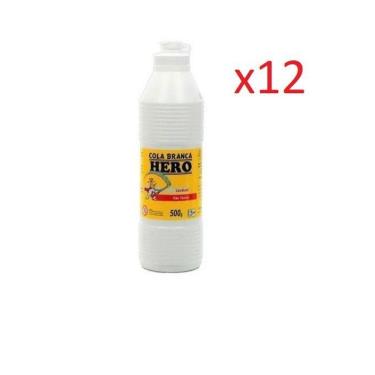 Imagem de Cola Branca Escolar 500Gr - Marca Hero - Kit 12 Frascos
