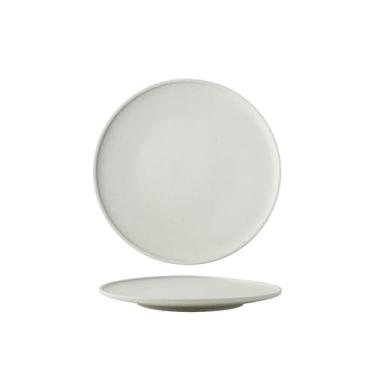 Imagem de Prato nórdico doméstico simples redondo sob o vidrado requintado de cerâmica ocidental - prato raso plano de 26 cm.