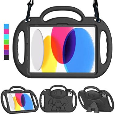 Imagem de TOEVEK Capa infantil para iPad 10ª geração 10,9 polegadas 2022, iPad Air 5ª/4ª geração com alça de ombro, capa protetora durável à prova de choque para iPad 10, Air 4/5 e Pro 11, preta