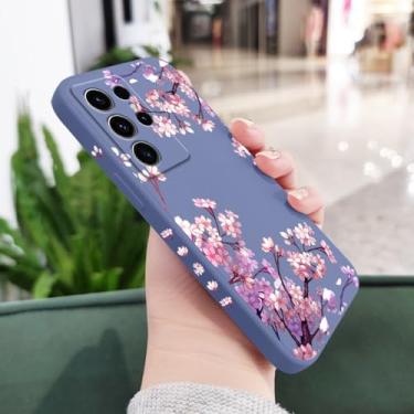 Imagem de Capa de celular com estampa de flores para Samsung Galaxy S24 S23 S22 S21 S20 S10 S10E Ultra Plus FE Note 20 Ultra 10 Plus, azul claro, para S22 Ultra
