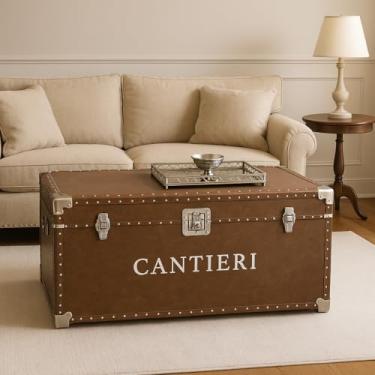 Imagem de Cantieri Baú de Vinho Luxuoso, Revestimento Acolchoado, Acabamento em Couro Legítimo Marrom, Detalhes Metálicos