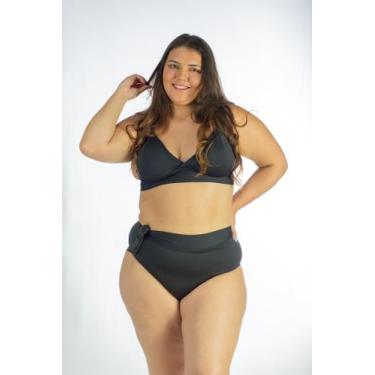 Imagem de Biquíni Plus Size Liso com Bojo V e Calcinha Hot Pant Laço - 7 MODA PR