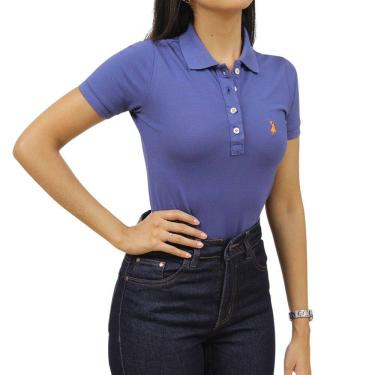 Imagem de Camisa Gola Polo Feminina Azul Austin 38026