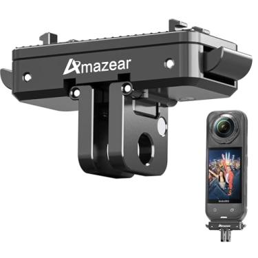 Imagem de AMAZEAR Suporte de liberação rápida para acessórios Insta360 X5 Ace Pro 2, adaptador de metal Insta 360 com trava de segurança, suporte Go Pro, 1/10.2 cm-20 rosqueado, preto (1)