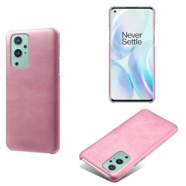 Imagem de Capa para Oneplus 9,Proteção contra quedas,Casca de volta de cor sólida simples,Design de couro de imitação de plástico-Pink