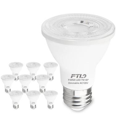 Imagem de Lâmpada LED FTL PAR20 7W 600lm 3000K regulável, pacote com 10