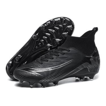 Imagem de Up run Tênis de futebol masculino de cano alto FG Long Spikes adulto leve para treinamento atlético profissional, Preto Ag, 44