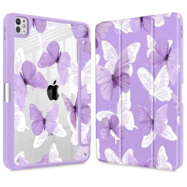 Imagem de May Chen Capa para iPad Pro de 11 polegadas 2024 5ª geração (M4), [Suporte de lápis embutido suporta Pencil 2/USB-C] Capa traseira transparente ultrafina com três dobras, suporte para despertar