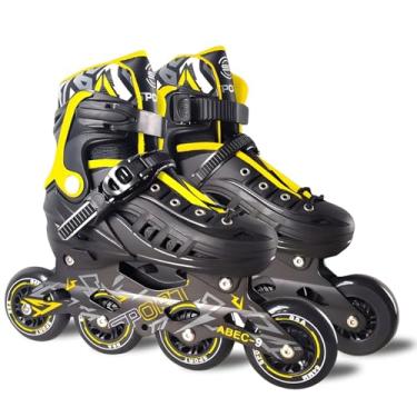 Imagem de Patins Adulto Inline ABEC-9 - Freestyle Urban para Performance Profissional, Rodas de PU 84mm com Dureza 85A (Amarelo, M (34 ao 38))
