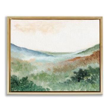 Imagem de Stupell Industries Arte de parede em tela flutuante dourada paisagem verde sonhadora por Nikita Jariwala, 17 x 21