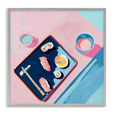 Imagem de Stupell Industries Bandeja de comida Sushi Me com design de arte giclée emoldurada cinza por Walker Noble, 61 x 61 cm
