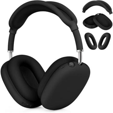 Imagem de Youtec Capa de silicone para AirPods Max – protetor auricular antiarranhões, fones de ouvido e faixa de cabeça – Acessórios de proteção macia para Apple AirPods Max (preto)