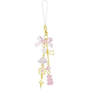 Imagem de AGEN KGEN Encantos de telefone com flores fofas pulseiras de cristal lírio do vale de cristal para celular acessórios para capa de telefone para mulheres (ouro)