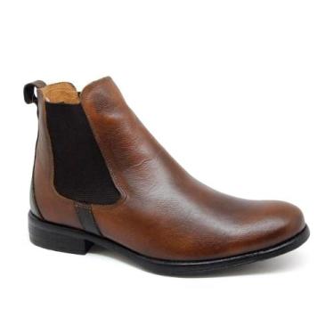 Imagem de Bota Chelsea Masculina Couro Tan Roma Conforto Dia a Dia - PERLATTO, 3