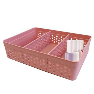 Imagem de Cesto Organizador Armário Gaveta 2 Divisórias GG Rose - Usual Utilidad