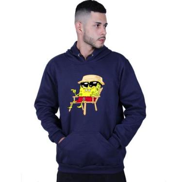 Imagem de Moletom Unissex Canguru Bob Esponja Praiou - Lafre, Azul marinho, M
