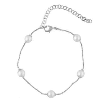 Imagem de Pulseira Bracelete Feminina Pérola Folheado A Prata 925 - Papillon Sem
