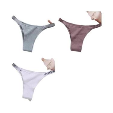 Imagem de Conjunto De 3 Calcinhas Femininas De Algodão, Tanga Sexy, Lingerie Ínt