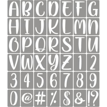 Imagem de XANGEY Estênceis de letras de 15 cm para pintura – pacote com 42 modelos de letras do alfabeto com sinais, estênceis de alfabeto de plástico reutilizáveis para quadro-negro, pintura artesanal de
