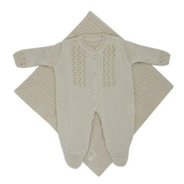 Imagem de Saída de Maternidade Trabalhado - Kowak, Bege, RN