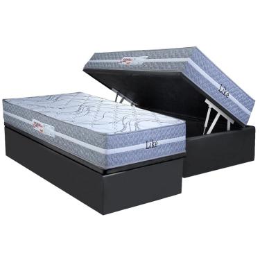 Imagem de Conjunto Box Baú Solteiro: Colchão Molas Paropas Ensacadas Like + Base CRC Suede Gray (88x188)