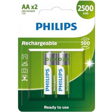 Imagem de Pilha Recarregável 2x AA Philips 2500mAh 1.2V (R6B2RTU25/97)