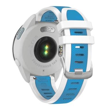 Imagem de Pulseira de relógio para Garmin Forerunner 165/55/245/645, Vivoactive 5/3, Vivomove Style/Luxe/HR/Sport - Pulseira de substituição de silicone macio de liberação rápida de 20 mm (azul/branca)