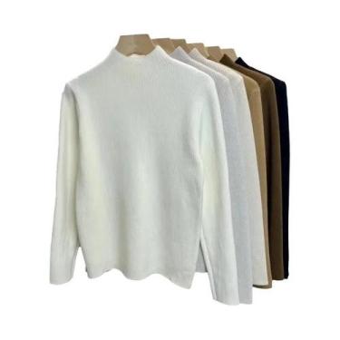 Imagem de Suéter Feminino De Inverno Com Gola Alta, Quente, Forrado De Veludo, A