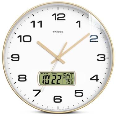 Imagem de Relógio de parede TIMESS de 10 cm sem tique-taque silencioso com calen