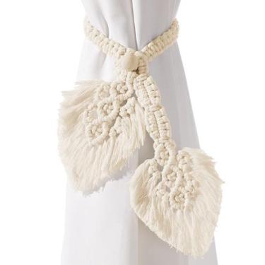 Imagem de Cortina Sunkaioo Boho, tricotada à mão, algodão, pacote com 2