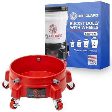 Imagem de Grit Guard Carrinho De Balde Com Rodas - Lavagem 5 E 2 Rodízios Trava, Compatível Baldes 2,5, 4, 6 Galões (Vermelho, Vermelhos 2")