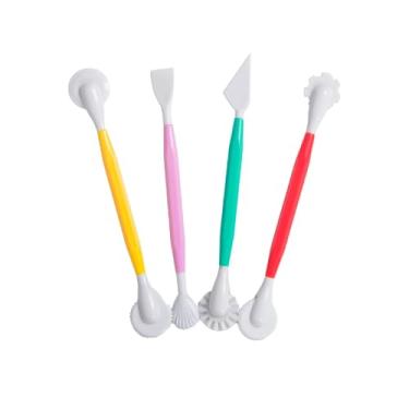 Imagem de Kit Ferramentas Estecas Ponta Dupla Modelador Bolos Massas Pastas 4 pç Modelagem Pasta Americana Biscuit e Fondant