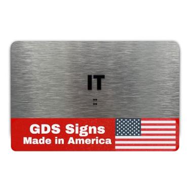 Imagem de Placa IT (Tecnologia da Informação) - Placa utilitária compatível com ADA, letras elevadas, braille de grau 2, alumínio escovado, certificado de inspeção TCO, pronto para instalação (17 cm L x 10 cm