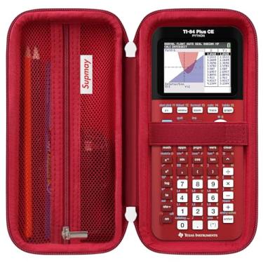 Imagem de Supmay Capa para calculadora compatível com Texas Instruments TI-84 Plus CE/TI-84 Plus/TI-83 Plus/TI-83 Plus CE Calculadora gráfica colorida, estojo de armazenamento com bolso de malha para cabo USB