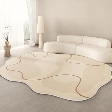 Imagem de Tapetes para quarto, grossos, antiderrapantes, macios, fofos, para sala de estar, decoração de sala de estar, com linhas irregulares (200x300 cm/F)
