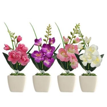 Imagem de Plantas Artificiais Decorativas,Arranjo De Flores Orquídeas Artificiais Kit 4 Decoração(Kit 3)