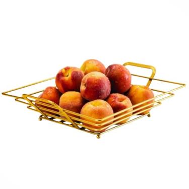 Imagem de FRUTEIRA DE MESA QUADRADA DOURADO FOSCO DECORAÇÃO