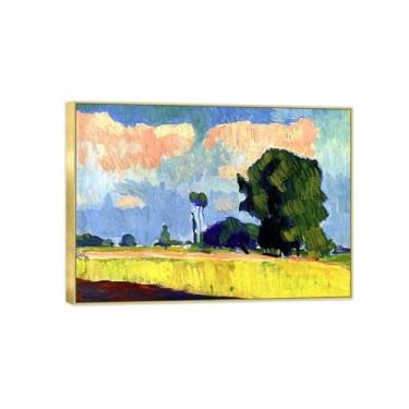 Imagem de BMZFYBS Arte de parede em tela reprodução de pintura famosa - imagens de moldura dourada para sala de estar - perto da árvore - pôster e impressões 50 x 70 cm 20 x 27 pol