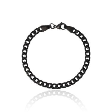Imagem de Lucky Brand Pulseira masculina de aço inoxidável Fígaro de 8 mm - joia de elos de corrente durável banhada a preto