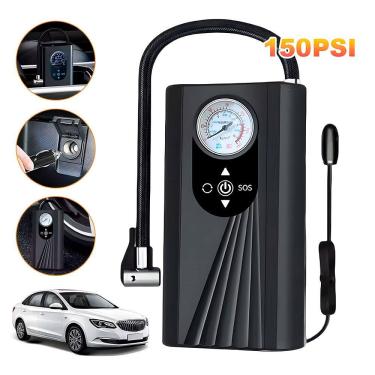 Imagem de Mini Compressor de Ar, Automotivo, Portátil, Para Moto, Bicicleta, Carro, 150PSI, 4.7V, Preto