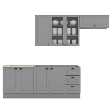 Imagem de Cozinha Modulada 5 Pecas 280 cm CE379 Americana Cinza Calcare Henn