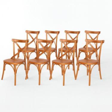 Imagem de Kit 8 Cadeiras Madeira Sala de Estar Gourmet Katrina Paris - Madeira M