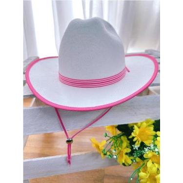 Imagem de Chapéu Cowboy Rosa Infantil Feminino Boiadeira Texano Branco para Fest
