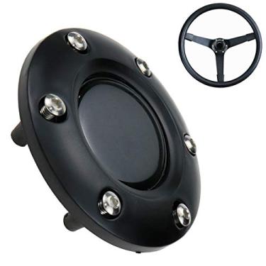 Imagem de Modengzhe Tampa de plástico preta com ajuste universal com 6 parafusos, botão de buzina para carro, 85 mm de diâmetro